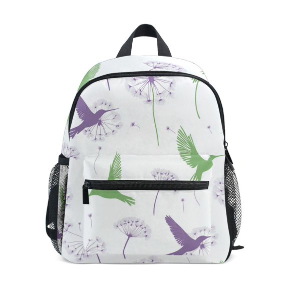 FORMRS Kids School Backpack with Front Zippered Pocket 12" Student Travel Daypack, Purple Birds