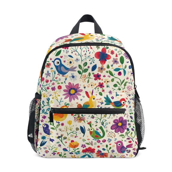 FORMRS Kids School Backpack with Front Zippered Pocket 12" Student Travel Daypack, Purple Cartoon Animals