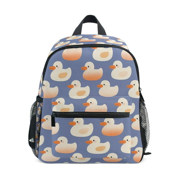 FORMRS School Backpack with Front Zippered Pocket 12" Student Travel Daypack, Purple Cartoon Duck Pattern