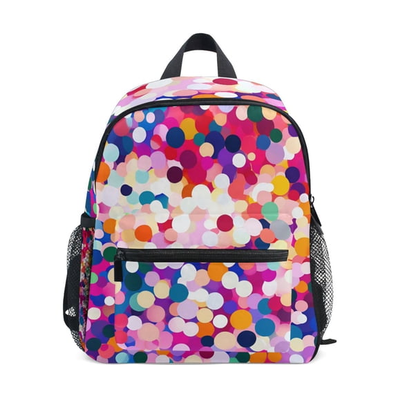 FORMRS School Backpack with Front Zippered Pocket 12" Student Travel Daypack, Purple Colorful Circles