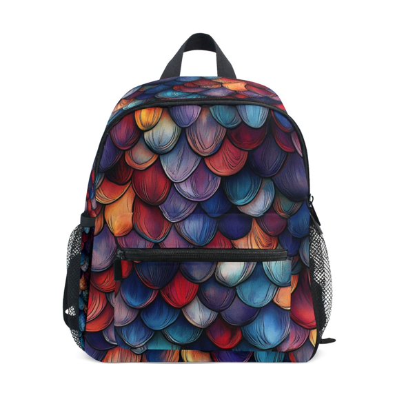FORMRS School Backpack with Front Zippered Pocket 12" Student Travel Daypack, Purple Dragon Scales Pattern