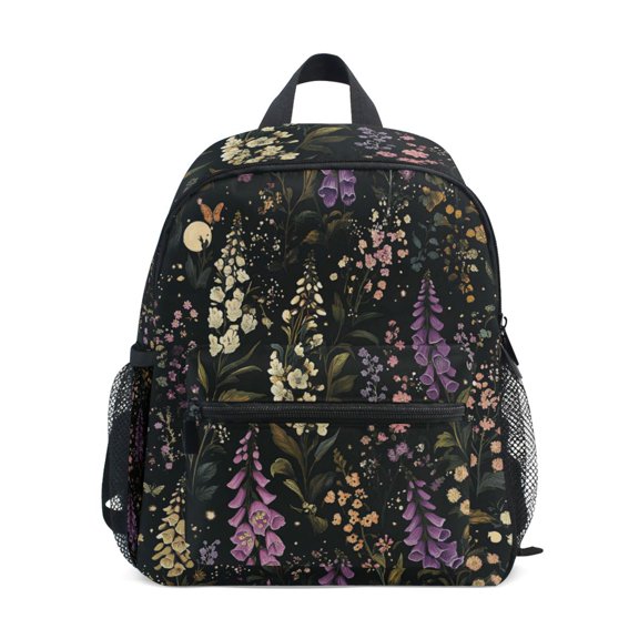 FORMRS School Backpack with Front Zippered Pocket 12" Student Travel Daypack, Purple Floral Pattern