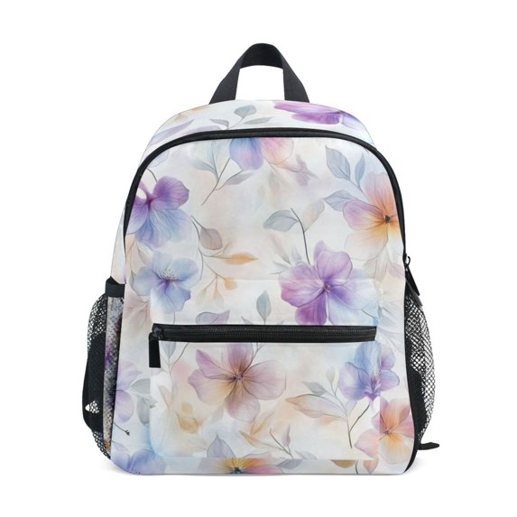 FORMRS School Backpack with Front Zippered Pocket 12" Student Travel Daypack, Purple Flower Pattern