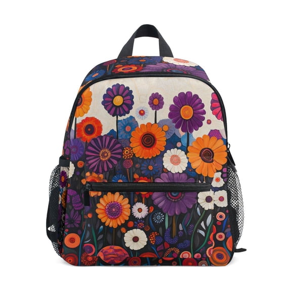 FORMRS School Backpack with Front Zippered Pocket 12" Student Travel Daypack, Purple Flowers