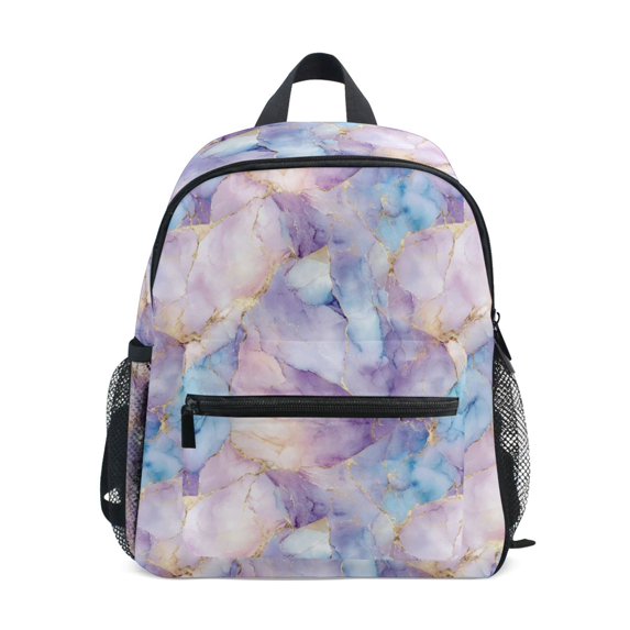 FORMRS Kids School Backpack with Front Zippered Pocket 12" Student Travel Daypack, Purple Marble Pattern