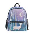thumbnail image 1 of FORMRS School Backpack with Front Zippered Pocket 12" Student Travel Daypack, Purple Night Deer, 1 of 6