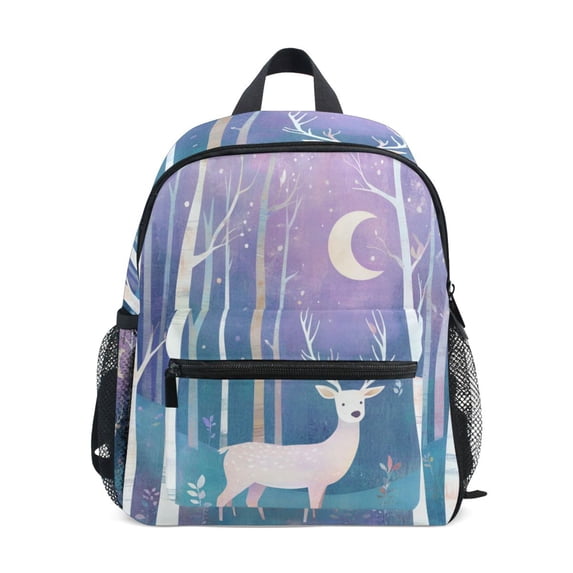 FORMRS School Backpack with Front Zippered Pocket 12" Student Travel Daypack, Purple Night Deer
