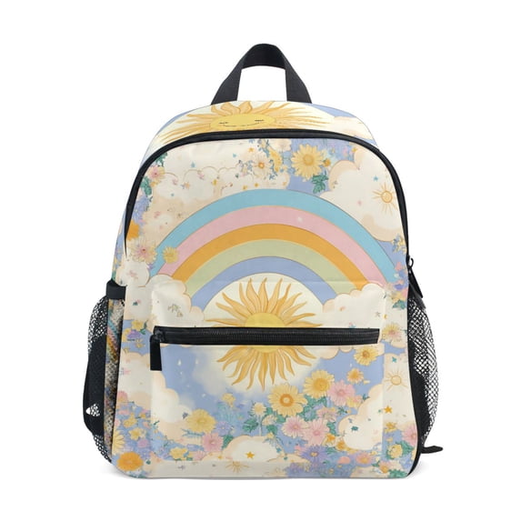 FORMRS School Backpack with Front Zippered Pocket 12" Student Travel Daypack, Purple Rainbow Clouds
