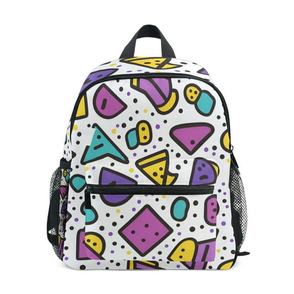 FORMRS School Backpack with Front Zippered Pocket 12" Student Travel Daypack, Purple Retro Pattern