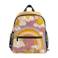 thumbnail image 1 of FORMRS School Backpack with Front Zippered Pocket 12" Elementary Student Travel Daypack, Purple Retro Rainbow, 1 of 6