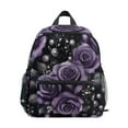 thumbnail image 1 of FORMRS School Backpack with Front Zippered Pocket 12" Student Travel Daypack, Purple Roses, 1 of 6
