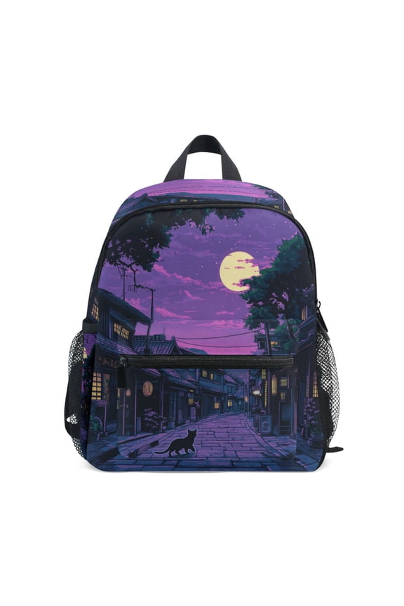 School Backpack with Front Zippered Pocket 12" Student Travel Daypack, Purple Street