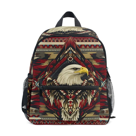 FORMRS School Backpack with Front Zippered Pocket 12" Student Travel Daypack, Red Abstract Eagle
