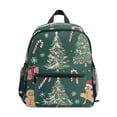 thumbnail image 1 of FORMRS School Backpack with Front Zippered Pocket 12" Student Travel Daypack, Red Christmas Gingerbread, 1 of 6