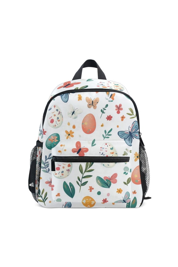 School Backpack with Front Zippered Pocket 12" Student Travel Daypack, Red Easter Eggs