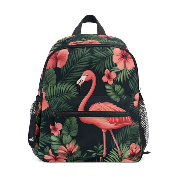 FORMRS School Backpack with Front Zippered Pocket 12" Student Travel Daypack, Red Flamingo Pattern