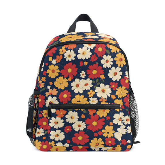 FORMRS School Backpack with Front Zippered Pocket 12" Student Travel Daypack, Red Floral