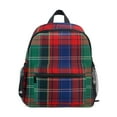 thumbnail image 1 of FORMRS School Backpack with Front Zippered Pocket 12" Student Travel Daypack, Red Green Pattern, 1 of 6