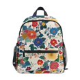 thumbnail image 1 of FORMRS School Backpack with Front Zippered Pocket 12" Student Travel Daypack, Red Japanese Floral Pattern, 1 of 6
