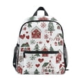 thumbnail image 1 of FORMRS School Backpack with Front Zippered Pocket 12" Student Travel Daypack, Red Nordic Christmas, 1 of 6