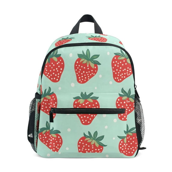 FORMRS School Backpack with Front Zippered Pocket 12" Student Travel Daypack, Red Strawberry