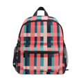 thumbnail image 1 of FORMRS School Backpack with Front Zippered Pocket 12" Student Travel Daypack, Red Teal Stripes, 1 of 6