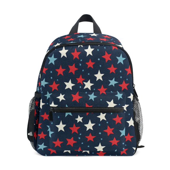 FORMRS Kids School Backpack with Front Zippered Pocket 12" Student Travel Daypack, Red White Stars