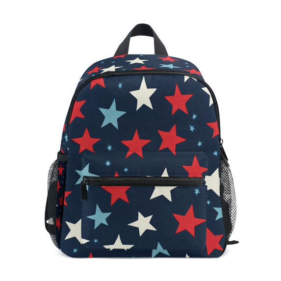 FORMRS School Backpack with Front Zippered Pocket 12" Student Travel Daypack, Red White Stars