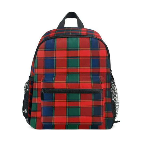 FORMRS School Backpack with Front Zippered Pocket 12" Student Travel Daypack, Red and Blue Pattern