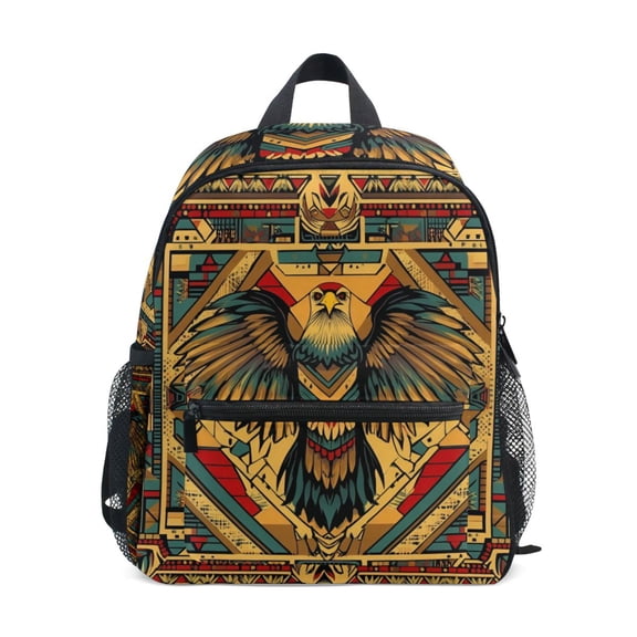 FORMRS School Backpack with Front Zippered Pocket 12" Student Travel Daypack, Retro Abstract Eagle
