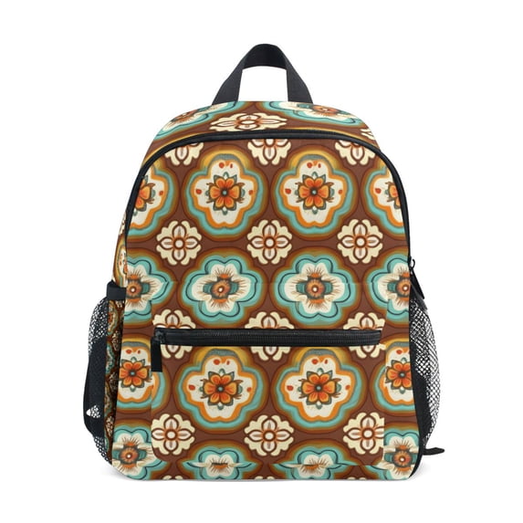 FORMRS School Backpack with Front Zippered Pocket 12" Student Travel Daypack, Retro Blossom Flower