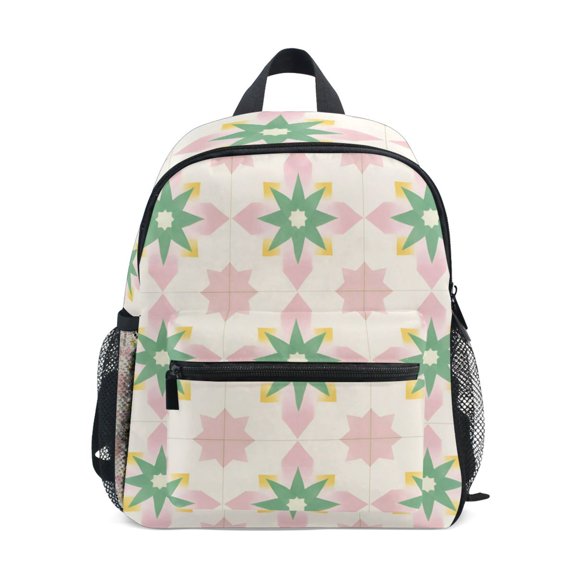FORMRS School Backpack with Front Zippered Pocket 12" Student Travel Daypack, Retro Green Stars