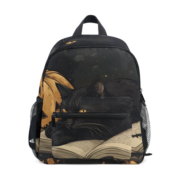 FORMRS School Backpack with Front Zippered Pocket 12" Student Travel Daypack, Retro Halloween Cat