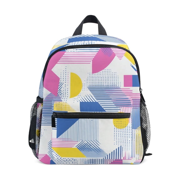 FORMRS School Backpack with Front Zippered Pocket 12" Student Travel Daypack, Retro Simple Shapes