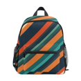 thumbnail image 1 of FORMRS School Backpack with Front Zippered Pocket 12" Student Travel Daypack, Retro Stripes, 1 of 6