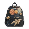 thumbnail image 1 of FORMRS School Backpack with Front Zippered Pocket 12" Student Travel Daypack, Retro Watercolor Planet, 1 of 6