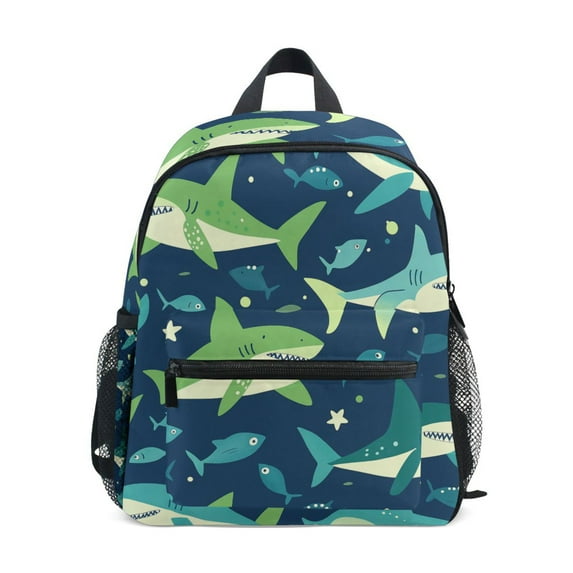 FORMRS School Backpack with Front Zippered Pocket 12" Student Travel Daypack, Sharks Pattern