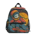 thumbnail image 1 of FORMRS School Backpack with Front Zippered Pocket 12" Student Travel Daypack, Skateboard Cat Pattern, 1 of 6