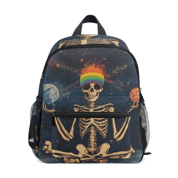 FORMRS School Backpack with Front Zippered Pocket 12" Student Travel Daypack, Skeleton with Rainbow