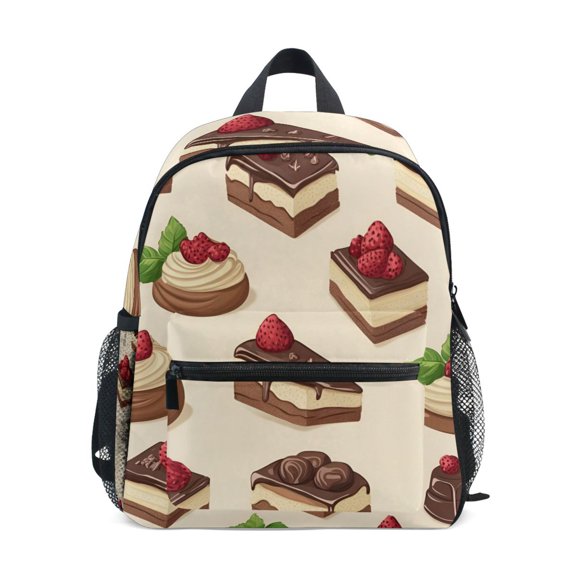 FORMRS School Backpack with Front Zippered Pocket 12" Student Travel Daypack, Strawberry Cake