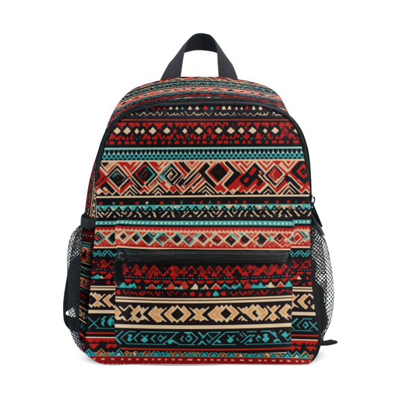 FORMRS School Backpack with Front Zippered Pocket 12" Student Travel Daypack, Tribal Geometric