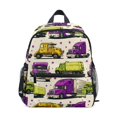 thumbnail image 1 of FORMRS Kids School Backpack with Front Zippered Pocket 12" Student Travel Daypack, Truck Stars Pattern, 1 of 6