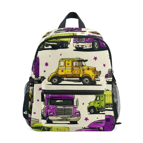 FORMRS School Backpack with Front Zippered Pocket 12" Student Travel Daypack, Truck Stars Pattern
