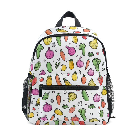 FORMRS School Backpack with Front Zippered Pocket 12" Student Travel Daypack, Various Vegetables Pattern