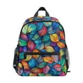 thumbnail image 1 of FORMRS School Backpack with Front Zippered Pocket 12" Student Travel Daypack, Vibrant Art Leaves Pattern, 1 of 6
