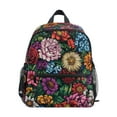 thumbnail image 1 of FORMRS School Backpack with Front Zippered Pocket 12" Student Travel Daypack, Vibrant Flowers Pattern, 1 of 6