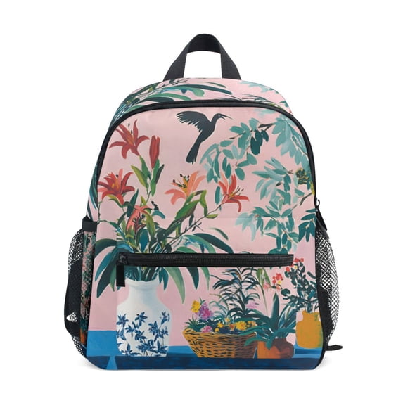 FORMRS School Backpack with Front Zippered Pocket 12" Student Travel Daypack, Vibrant Flowers