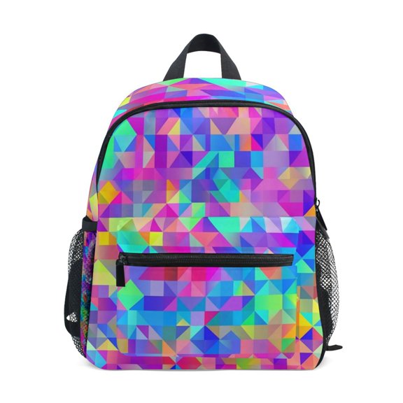 FORMRS School Backpack with Front Zippered Pocket 12" Student Travel Daypack, Vibrant Geometric Pattern