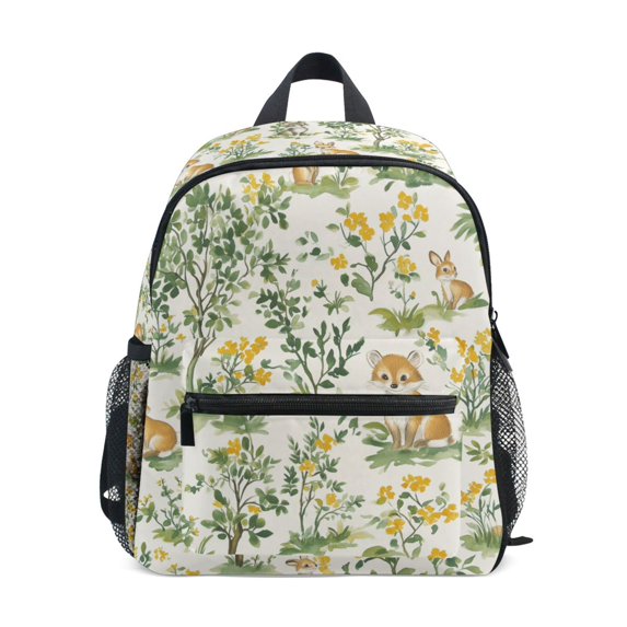 FORMRS Kids School Backpack with Front Zippered Pocket 12" Student Travel Daypack, Watercolor Animals Pattern