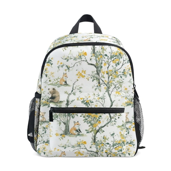 FORMRS Kids School Backpack with Front Zippered Pocket 12" Student Travel Daypack, Watercolor Forest Animals